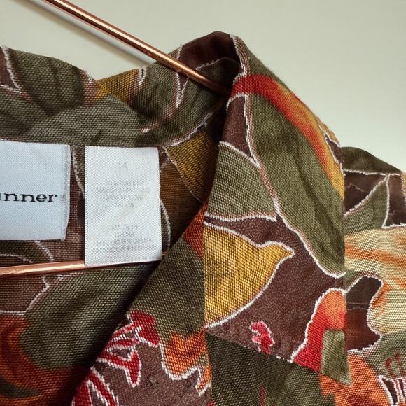 VTG Alfred Dunner Womens Top Size 14 Fall Leaves Thanksgiving Grannycore Prairie - Picture 4 of 6